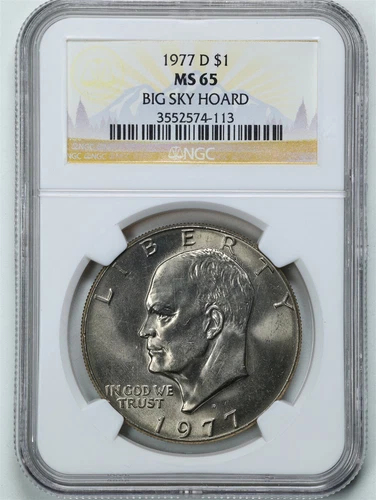 1977-D $1 Big Sky Hoard Eisenhower Dollar MS65 NGC 3552574-113