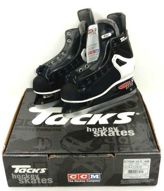 CCM TACKS 452 PRO LITE 3 WOMENS LEATHER HOCKEY SKATES BLACK WHITE (SIZE