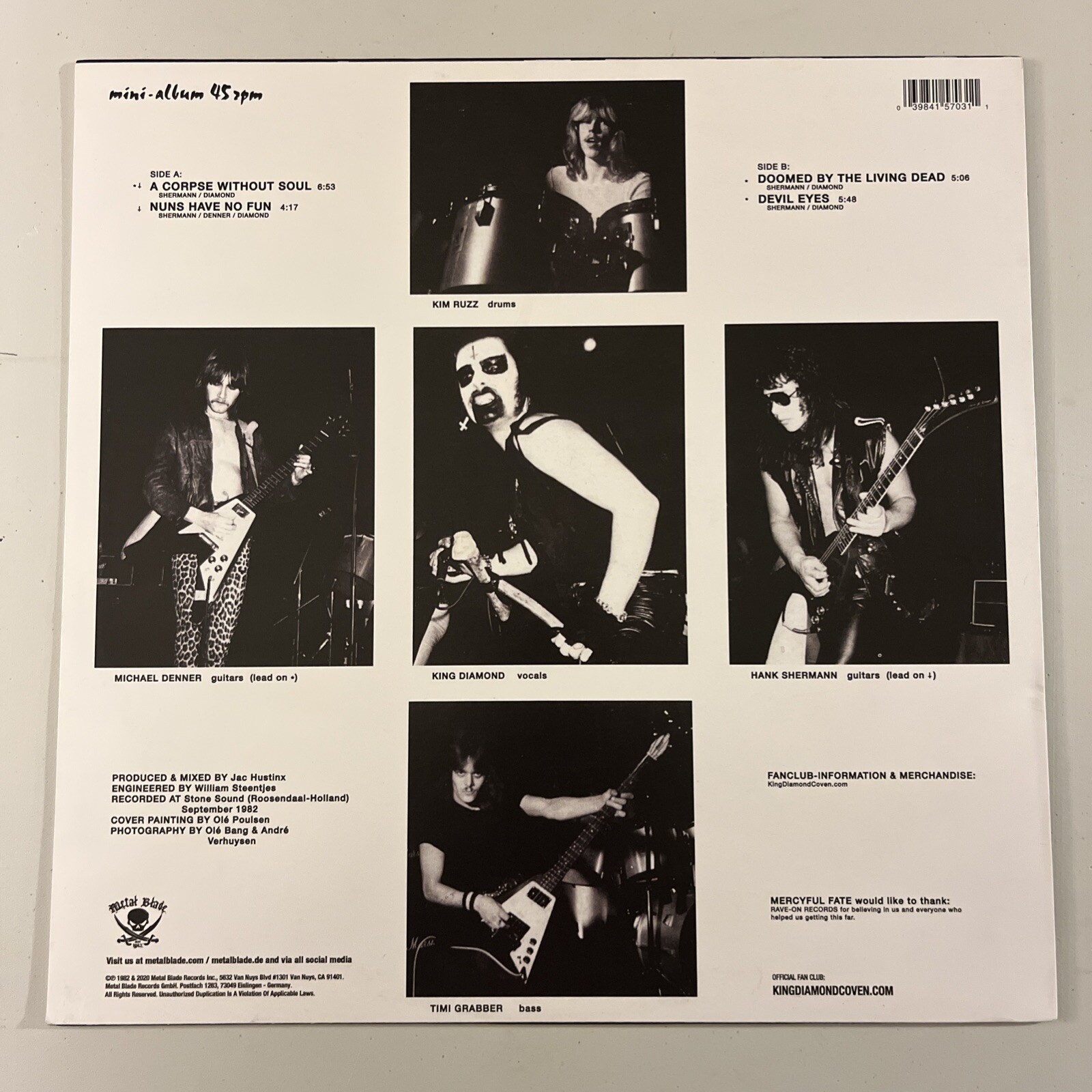 Mercyful Fate S/T Self-Titled 2020 Europe 45rpm Mini Album 180g Reissue