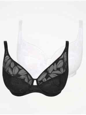 Leaf Jacquard Non-Padded Bras 2 Pack SIZE 38D      G9