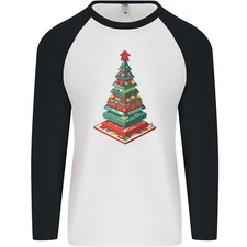 Christmas Board Games Xmas Tree Mens L/S Baseball T-Shirt