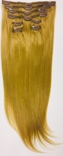 Full Head Clip In Human Hair Extensions 100 Thick Remy 18" 8pc 27c-Blonde