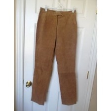 NWT Women  s Lined Brown Suede Leather Pants tag Size 6 measured size 28X31