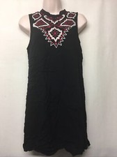 Paper Crane Women's Black Crew Neck Sleeveless Dress with/ Embroidery Size S  Z1