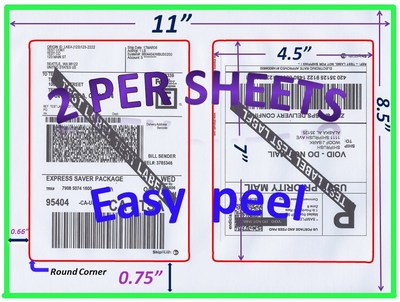 200 Pro Office Shipping Labels-7.0X4.5-Rounded Corner-Blank Labels-Made In USA