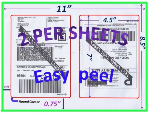 200 Pro Office Shipping Labels-7.0X4.5-Rounded Corner-Blank Labels-Made In USA 