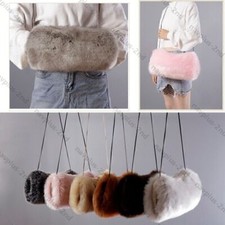Winter Damen Muff Handwärmer Geschenkidee Luxus Kunstpelz Faux Pelz Lanyard FN