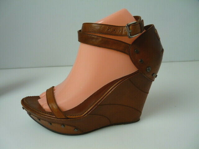 Sandali Yves Saint Laurent marroni in pelle tacco alto zeppa taglia 7 5 (EUR38)