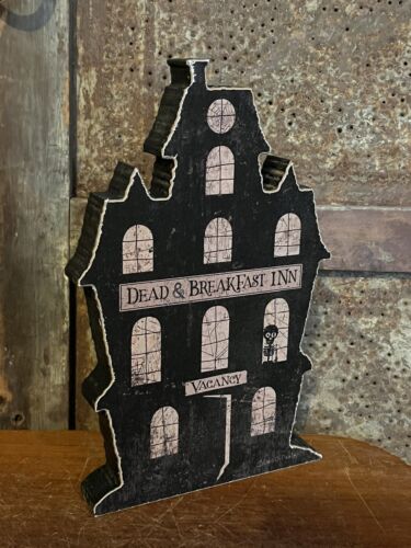 Dead & Breakfast Inn Spooky Halloween House grossa mensola rustica primitiva - Foto 4 di 6