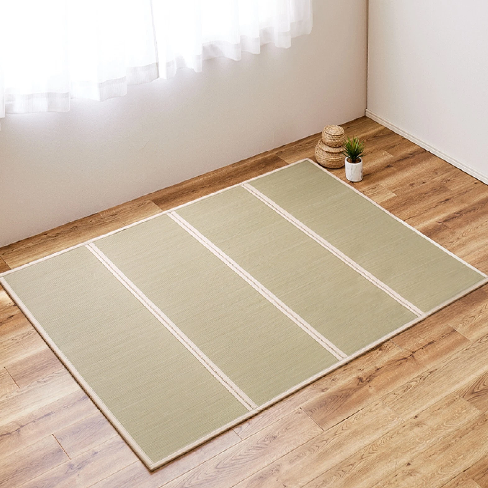 HAGIHARA Tatami Mattress Full Japanese rush grass Futon Foldable Beige 2607
