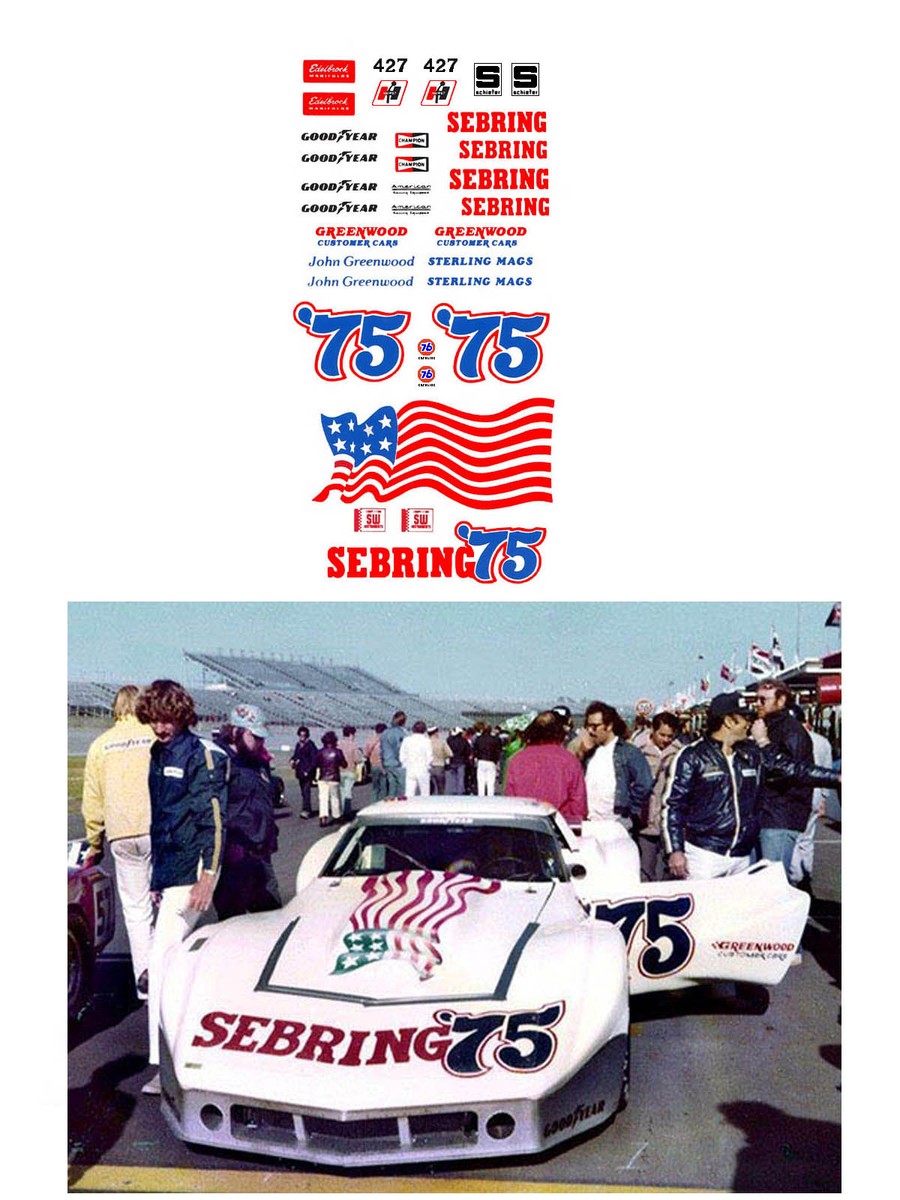 75 Greenwood Corvette decal 1/64 scale Fits AFX Tyco