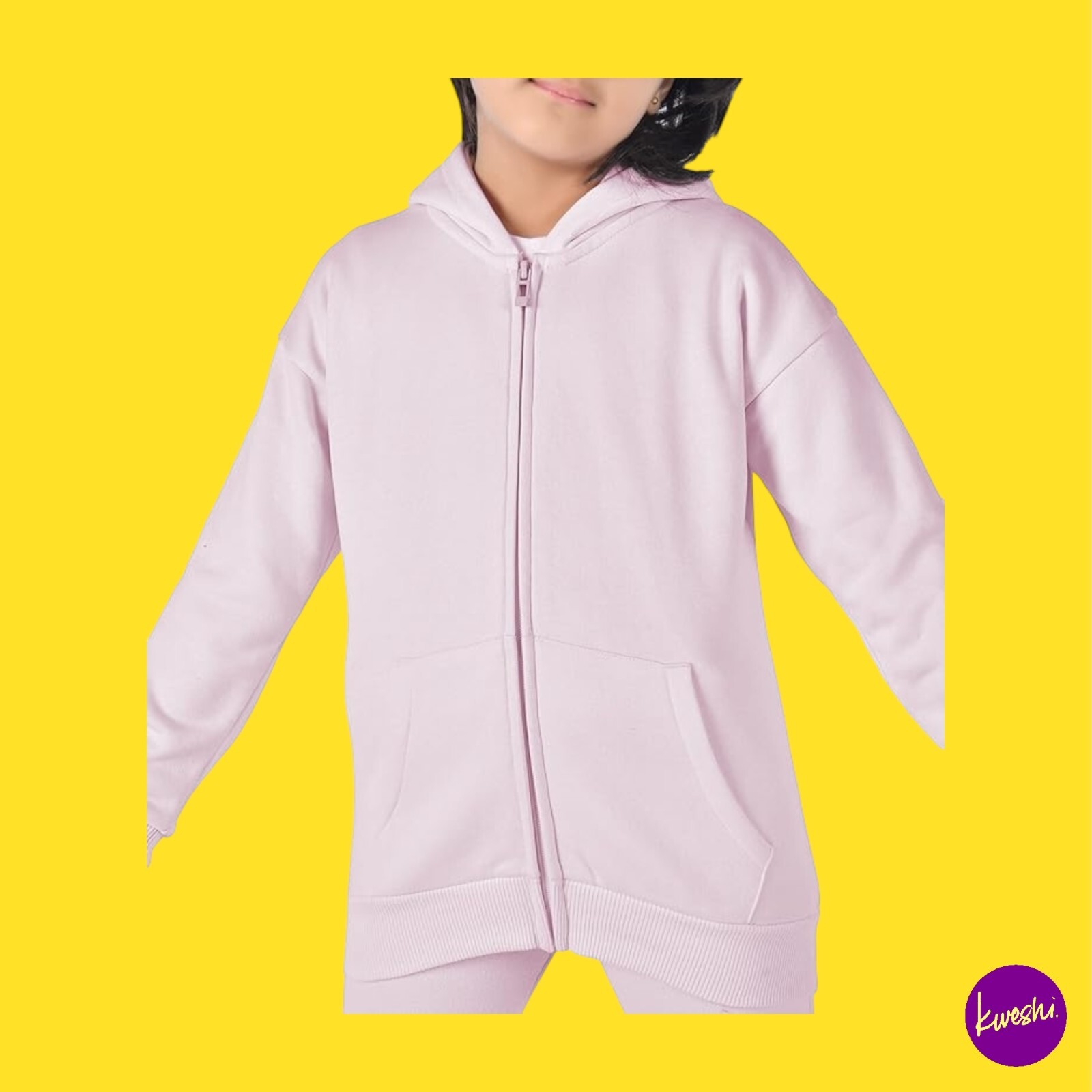 M17 Kids Zip Up Hoodie Long Sleeve Hooded Sweatshirt Jacket, Lilac Purple, 7-8 Y