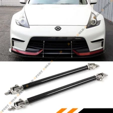 Carbon Fiber Look Adjustable Front Bumper Lip Splitter Strut Rod Tie Support Bar