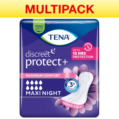 TENA Lady Discreet Maxi Night - 12 Packs of 6 - Incontinence Pads For Women