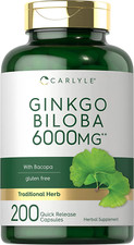 Ginkgo Biloba Pills  6000Mg  200 Capsules  Non-Gmo, Gluten Free