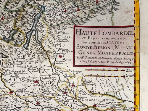 ITALY LOMBARDY GENES TURIN 1648 NICOLAS SANSON LARGE ANTIQUE MAP - Picture 3 of 12
