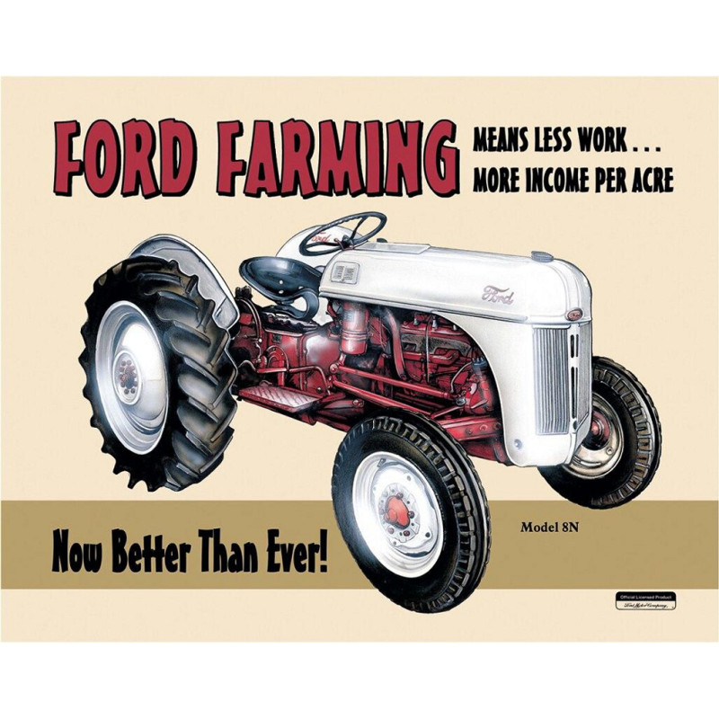 Plaque métal publicitaire Tracteur Ford en acier robuste format 30x40cm
