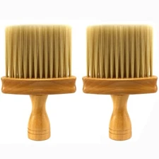 2pcs Barber Neck Face Duster Soft Brush Hairdressing Hair Cutting Wood Handle