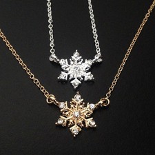 18K Gold/Silver Plated Frozen Snowflake Zirconias Fine Link Necklace Chain Gift