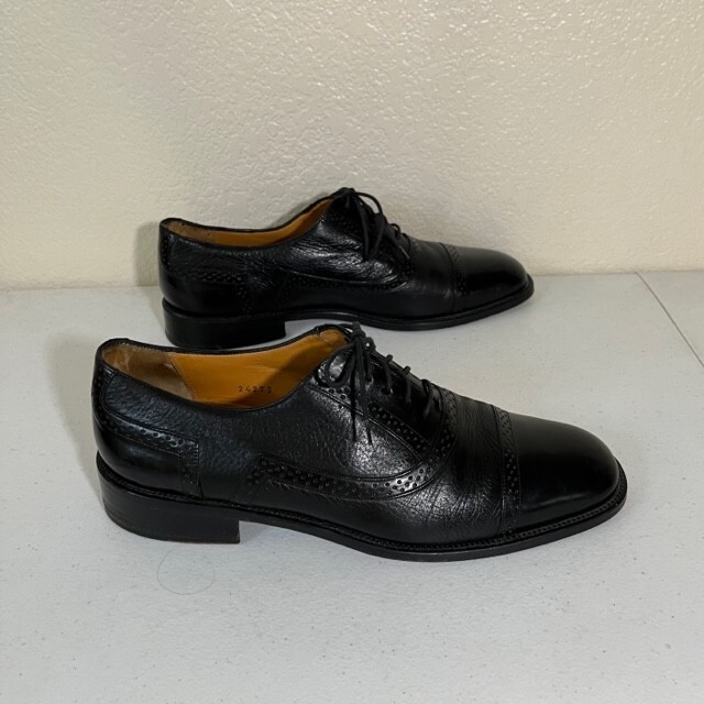Mezlan Mens Black Leather Cap Toe Wing Tip Lace Up Dress Shoes Size 10