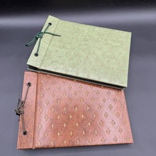 Vintage Empty Photo Scrapbook Albums Antique Tie Binding Black Pages Photograph