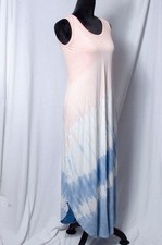 New Directions Blue Peach White Tie Dye Knit Maxi Dress Sz S