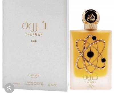 Lattafa Tharwah Gold Eau de Parfum Spray 3.4 fl oz Regular Size