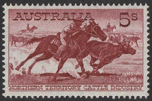 AUSTRALIA 1961 Cattle 5/- White paper. MNH **. ACSC 373C cat $125.