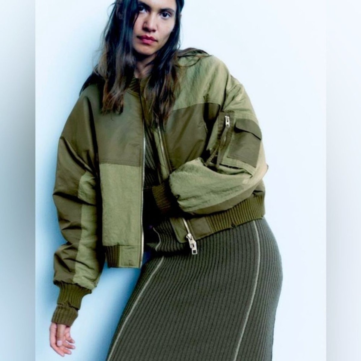 WATERPROOF PATCHWORK BOMBER‎ JACKET by Zara size xs | eBay