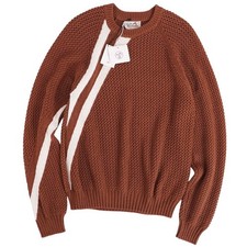 Hermes Knit Sweater Long Sleeve Cotton Cashmere Top Men L Brown Used MOLO-0