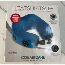 ConairCare HeatShiatsu Neck Rest Massager Heat Vibration Blue NM25F Cordless