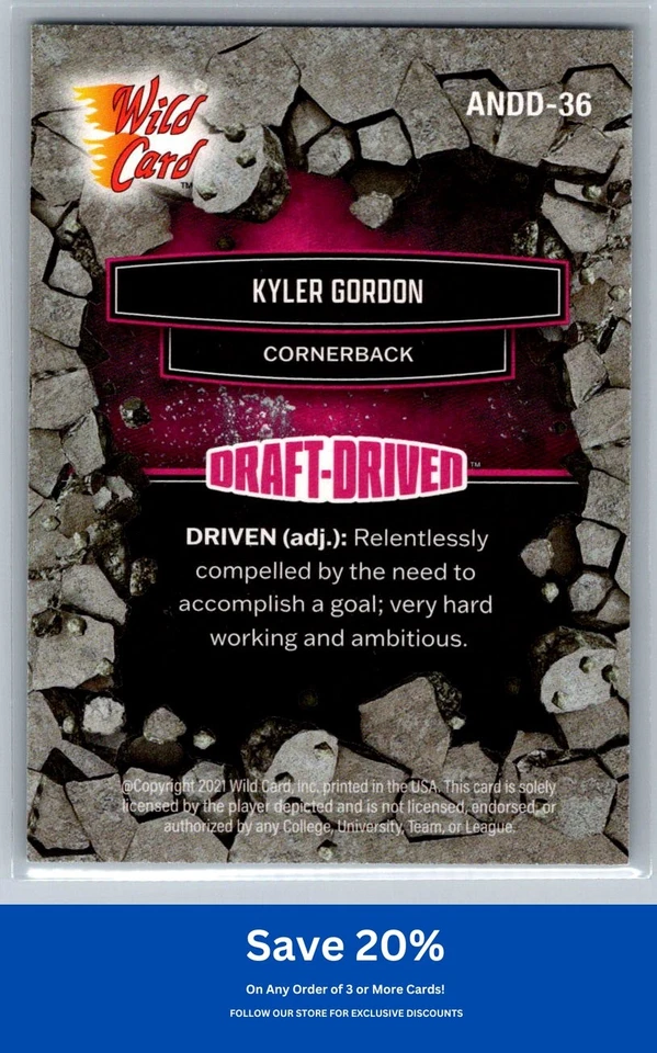Kyler Gordon 2021 Wild Card Alumination NIL #ANDD-36 Purple Chicago Bears - Image 2 of 2