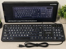Large Print USB Wired Keyboard LED Backlight Black for Computer PC Laptop