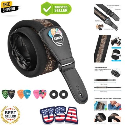 Bass Guitar Strap - 3'' Wide, Padded, Adjustable 45'' to 55'', Pick Holder & 2 S...