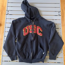 USC Trojans Russell Y2K Hoodie Size XS Embroidered Full Zip Black