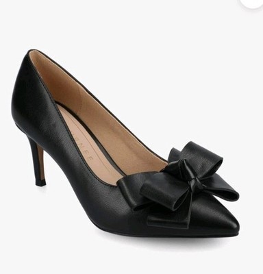 New Journee Crystol Collection Black Bow Heels Comfor System Size 9WD Women's