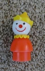 Vintage Fisher Price Little People Clown Figure Orange Yellow Hat Plastic