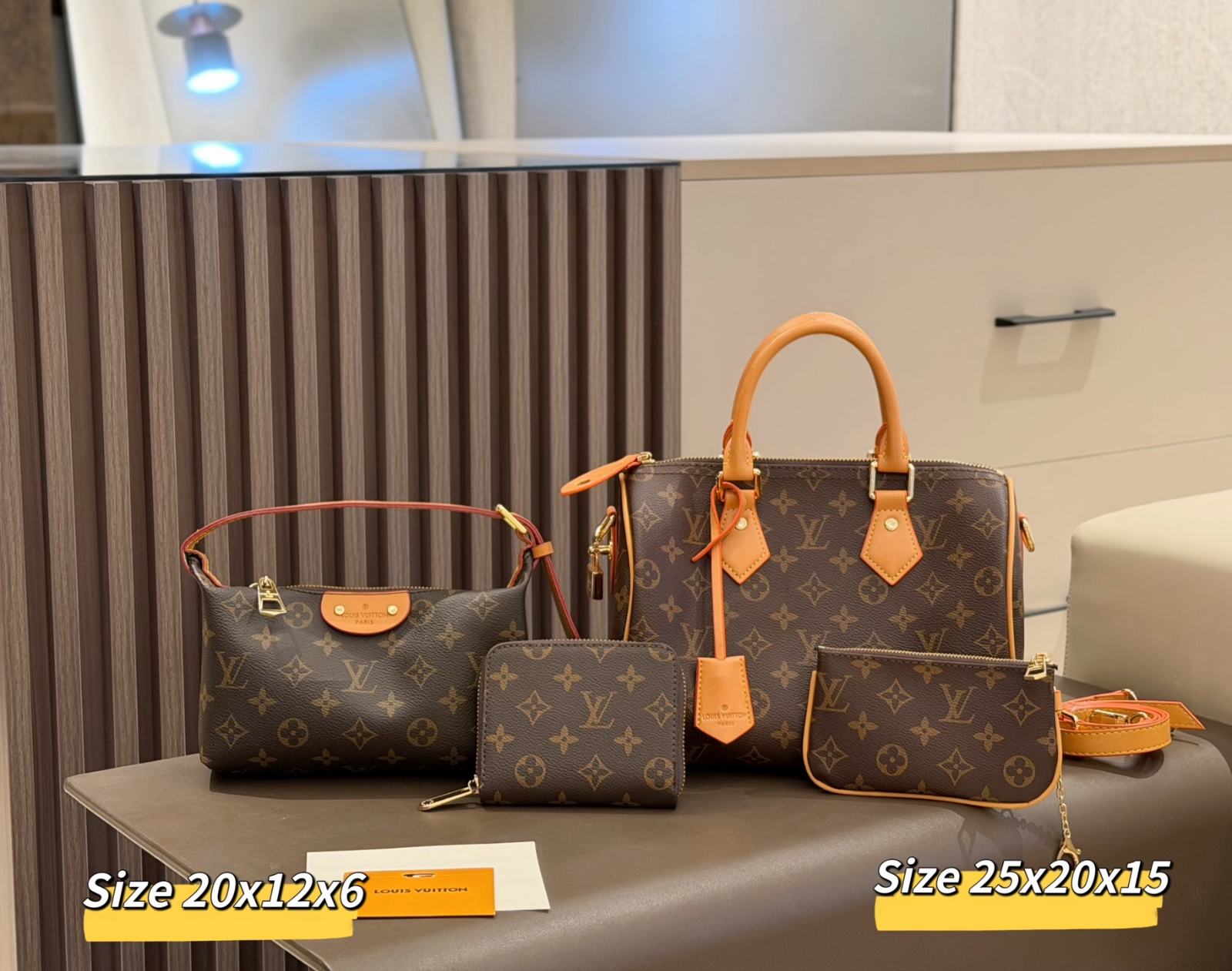 Louis Vuitton Handbag + Crossbody Bag + Coin Purse + Wallet + Shoulder Strap Set
