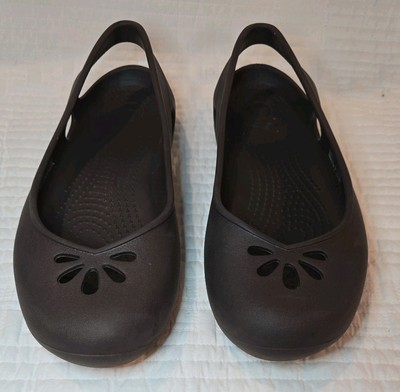 Crocs ''Kadee'' Slip on Style Ballet Flat Brown Cutout Detail Women Sz 9W