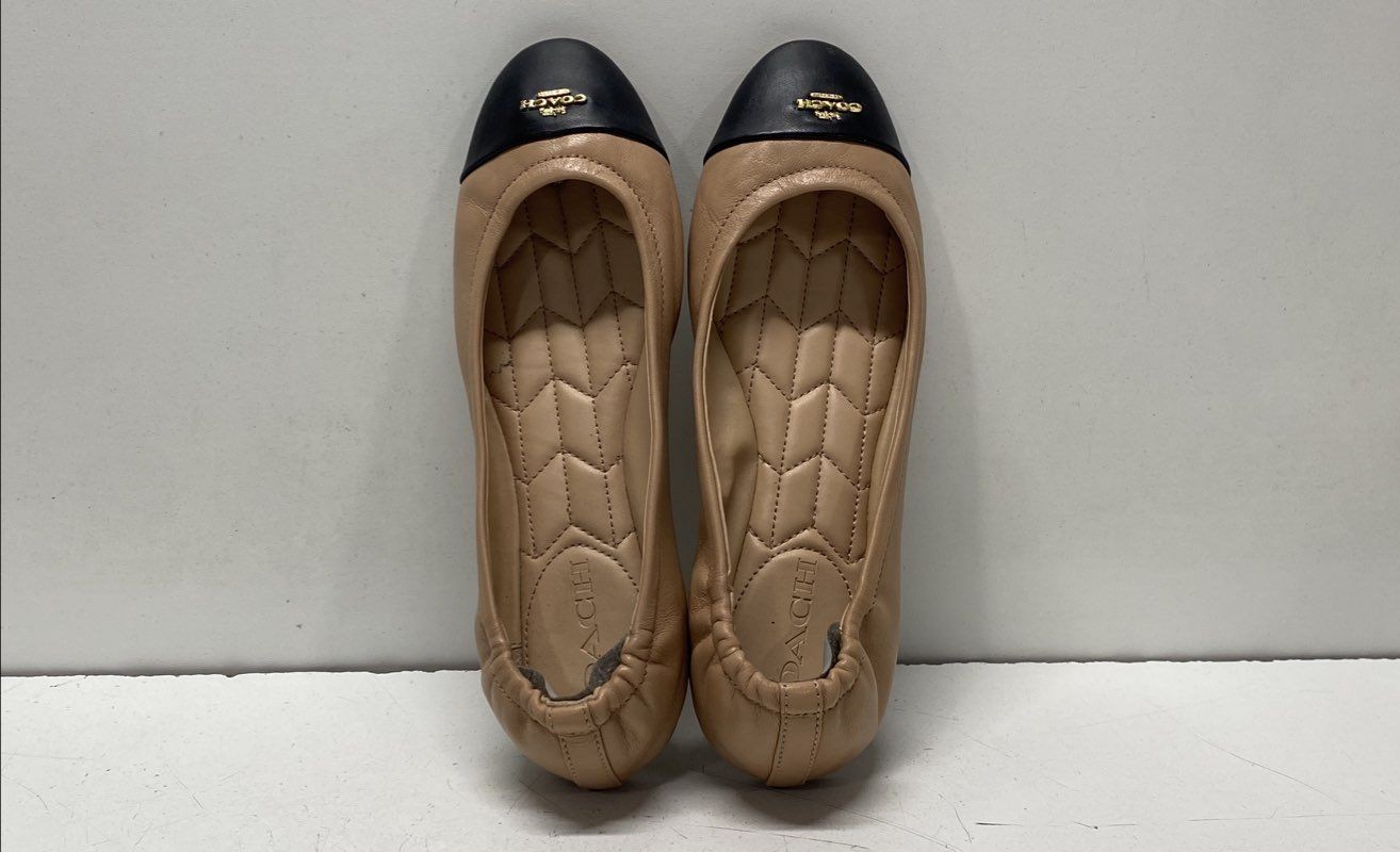 Coach Beige & Black Solid Ballet Flat Flats Women… - image 6