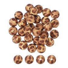 30 Pcs Silicone Round Beads, 15mm Leopard Beads, Long Yellow Hair Leopard
