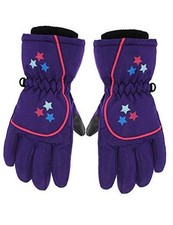 Snow Mittens Winter Ski Mittens Waterproof Warm Cotton-lined 3-6 Years Purple