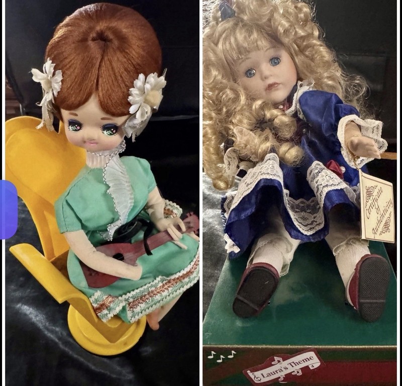 Vintage 1960 Senpo Japan Big Eye And 1 Other Musical Doll Set Of 2