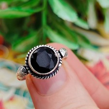 Black Onyx Gemstone Ring Silver Ring 925 Sterling Silver Ring Women's Jewelry