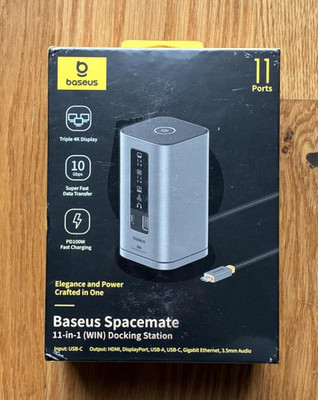 Baseus Docking Station Spacemate Series 11-in-1 3 Monitore, 100W PD, 2xHDMI