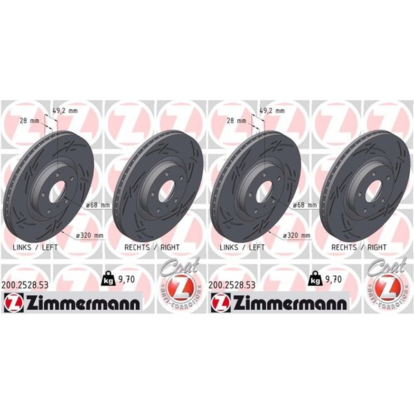 2X Zimmermann Black Z Bremsscheiben 320Mm Geschlitzt InnenbelÜFtet Vorne Passend-image