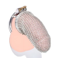 FRRKStainless Steel Male Chastity Devices Flexible Mesh Chain Penis Cage Locked