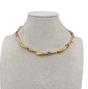 Authentic Vintage Monet Bar Collar Necklace Estate Gold Plated 18" adj