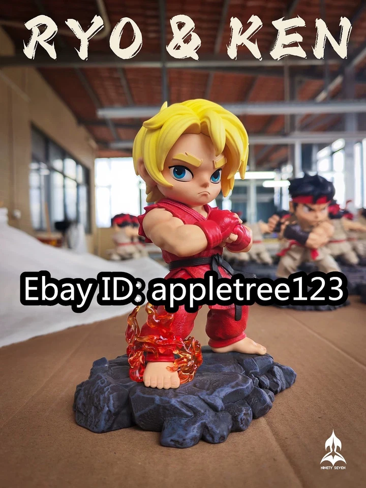 NINETY SEVEN KEN Street Fighter Yellow Hair Resin Figure Sofubi Statue H15CM/6in - Image 3 of 3