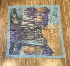 Glentex Square Scarf Made In Italy Polyester Watercolors Vintage 27 X 27  